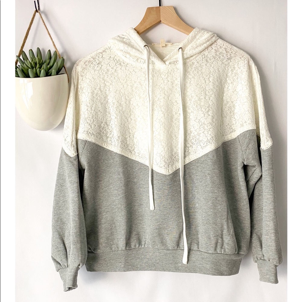 Lace detail sweatshirt